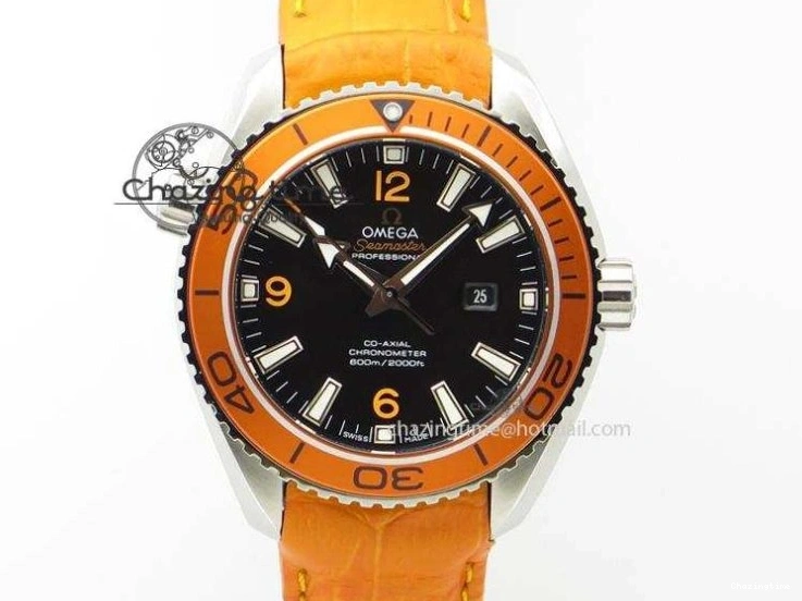 0306 Planet Ocean 600M Co-Axial GMT 43.5mm VSF 1:1 Best Edition Black Dial Orange Markers on SS Bracelet A8605 Super Clone Elegant 8024